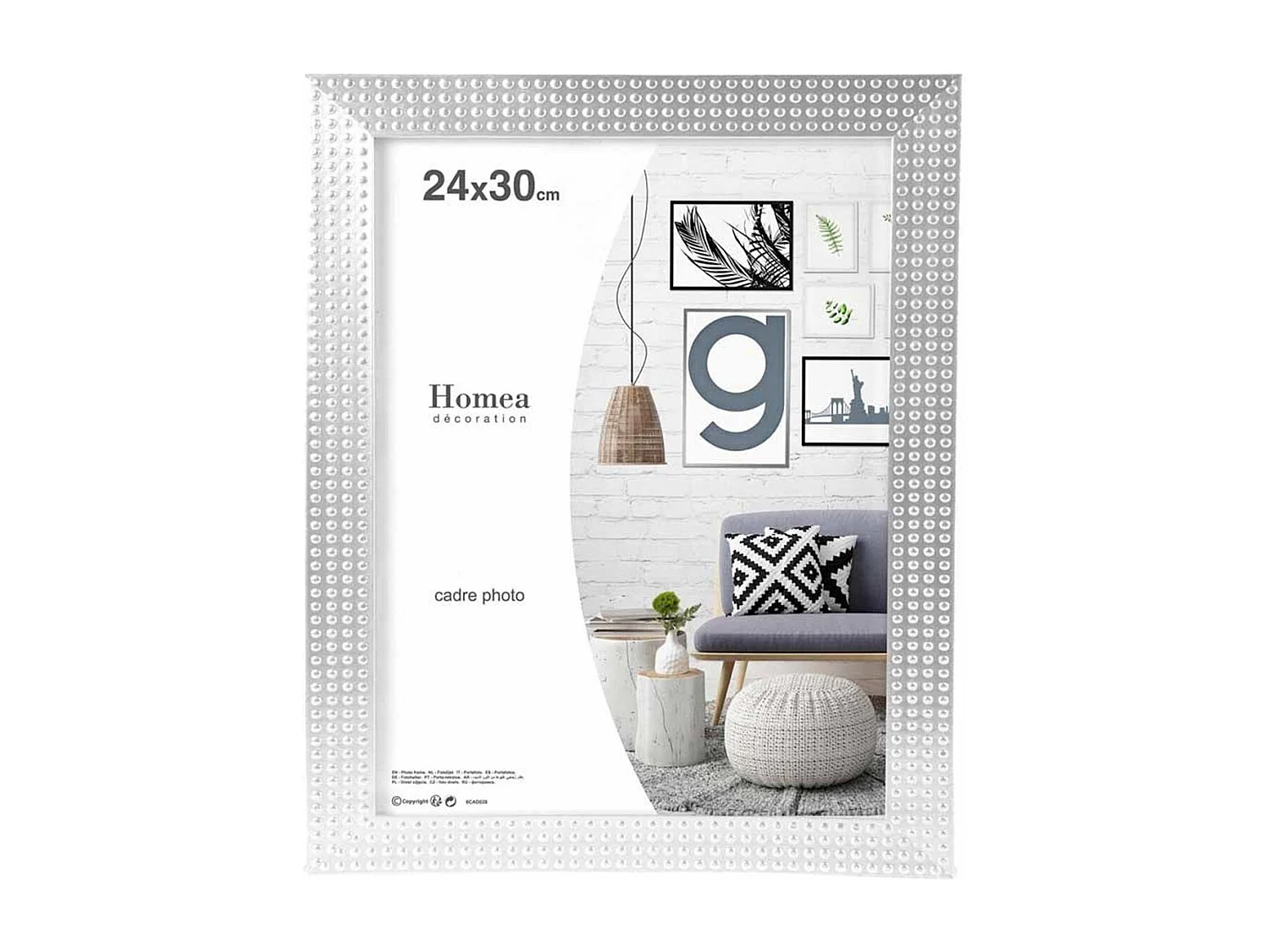 Cadre Photo Déco "Esprit Matière" 24x30cm Argent