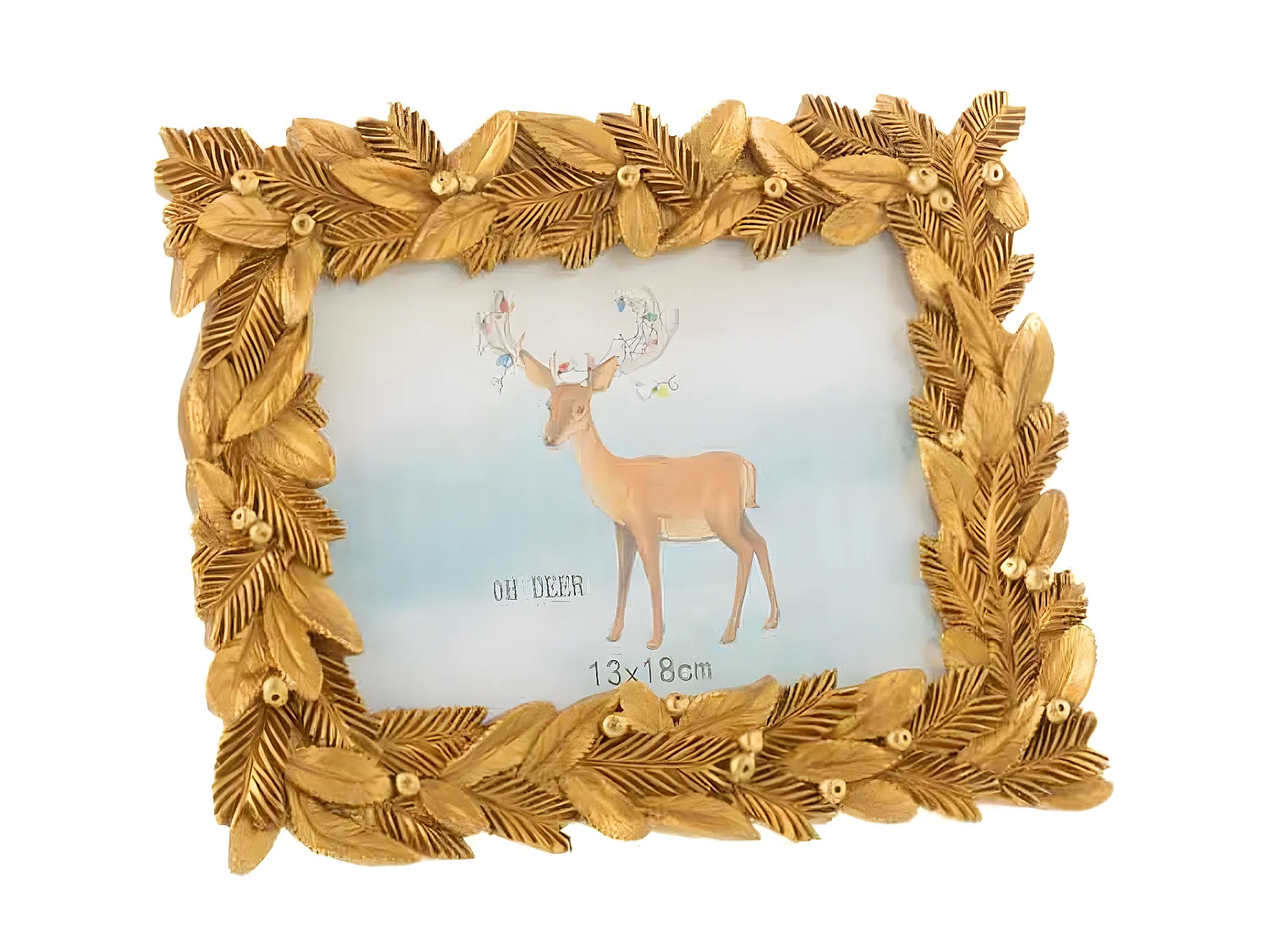 Cadre Photo Déco "Feuilles" 13x18cm Or