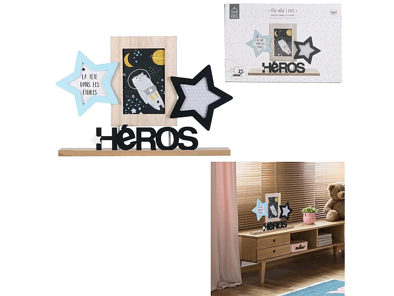 Pêle-Mêle 3 Photos "Héros Garçon" 36cm Bleu