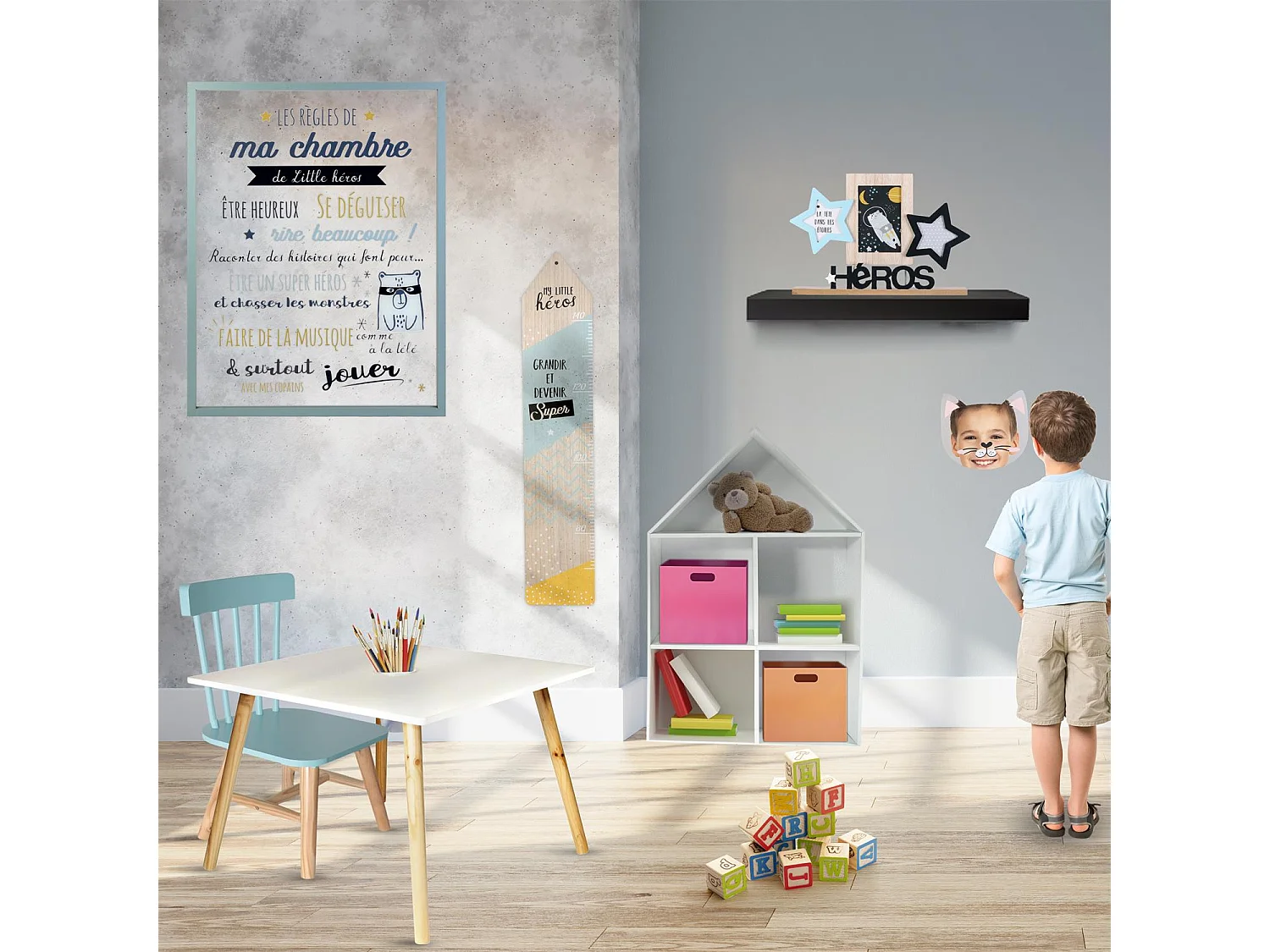 Pêle-Mêle 3 Photos "Héros Garçon" 36cm Bleu