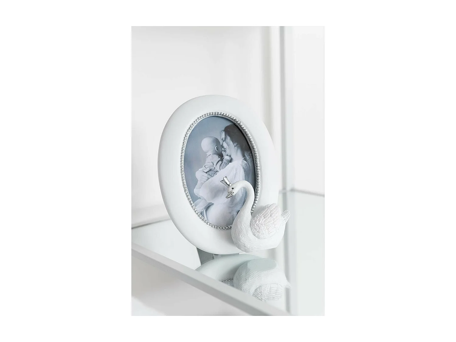 Cadre Photo Déco "Cygne" 15x20cm Blanc