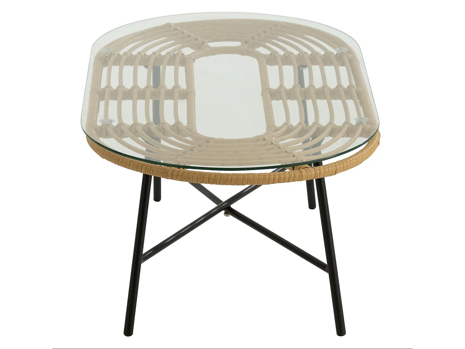 Table Basse de Jardin "Celeste" 90cm Naturel & Noir