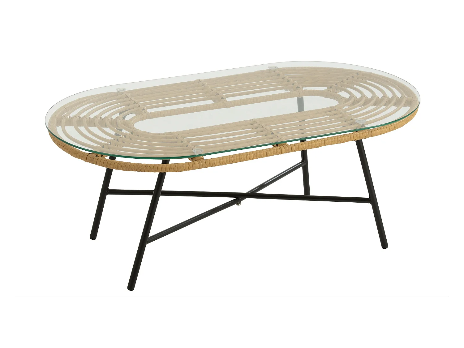 Table Basse de Jardin "Celeste" 90cm Naturel & Noir