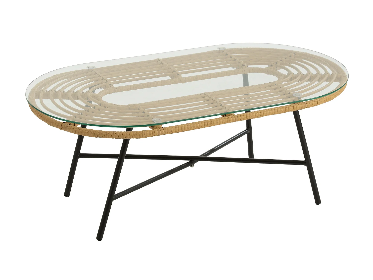 Table Basse de Jardin "Celeste" 90cm Naturel & Noir