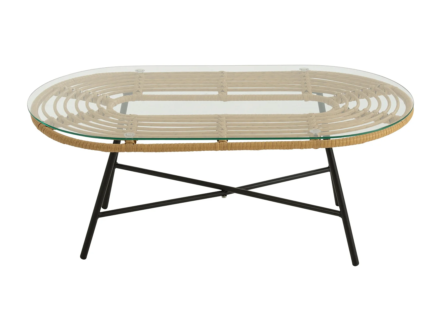 Table Basse de Jardin "Celeste" 90cm Naturel & Noir