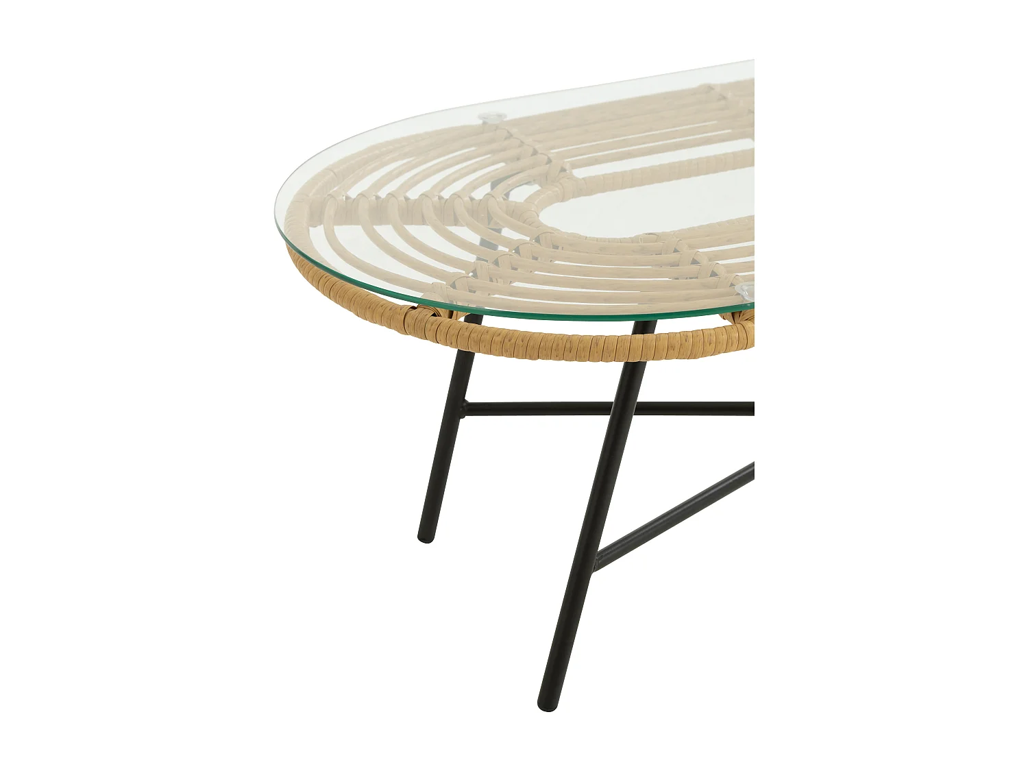 Table Basse de Jardin "Celeste" 90cm Naturel & Noir