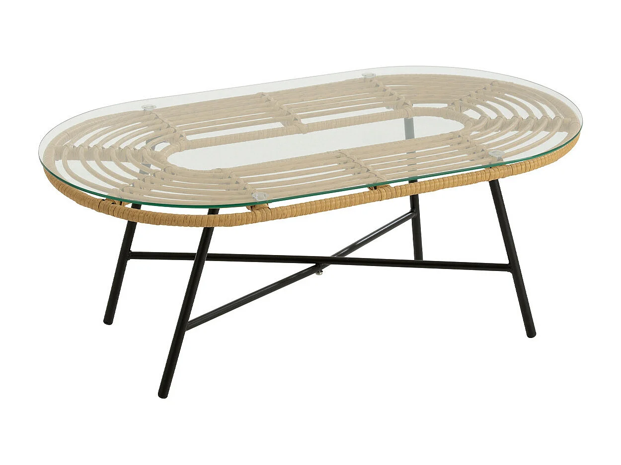 Table Basse de Jardin "Celeste" 90cm Naturel & Noir