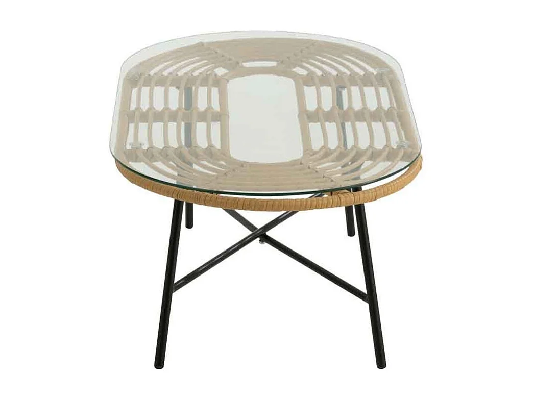 Table Basse de Jardin "Celeste" 90cm Naturel & Noir