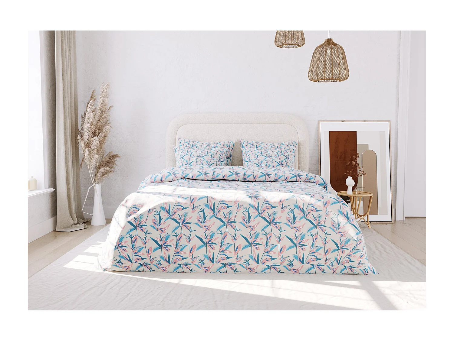 Ensemble housse de couette 260x240cm 2 taies d'oreiller 63x63cm