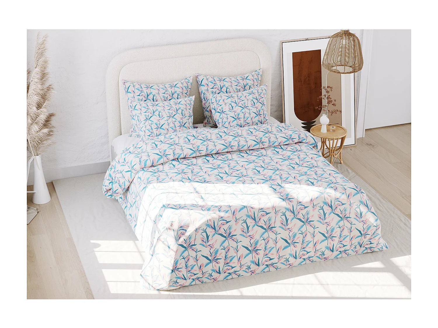 Ensemble housse de couette 260x240cm 2 taies d'oreiller 63x63cm