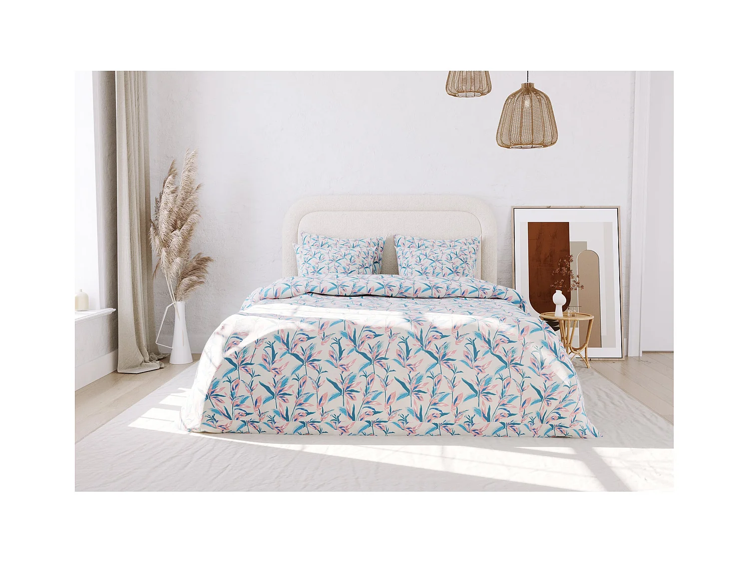 Ensemble housse de couette 260x240cm 2 taies d'oreiller 63x63cm