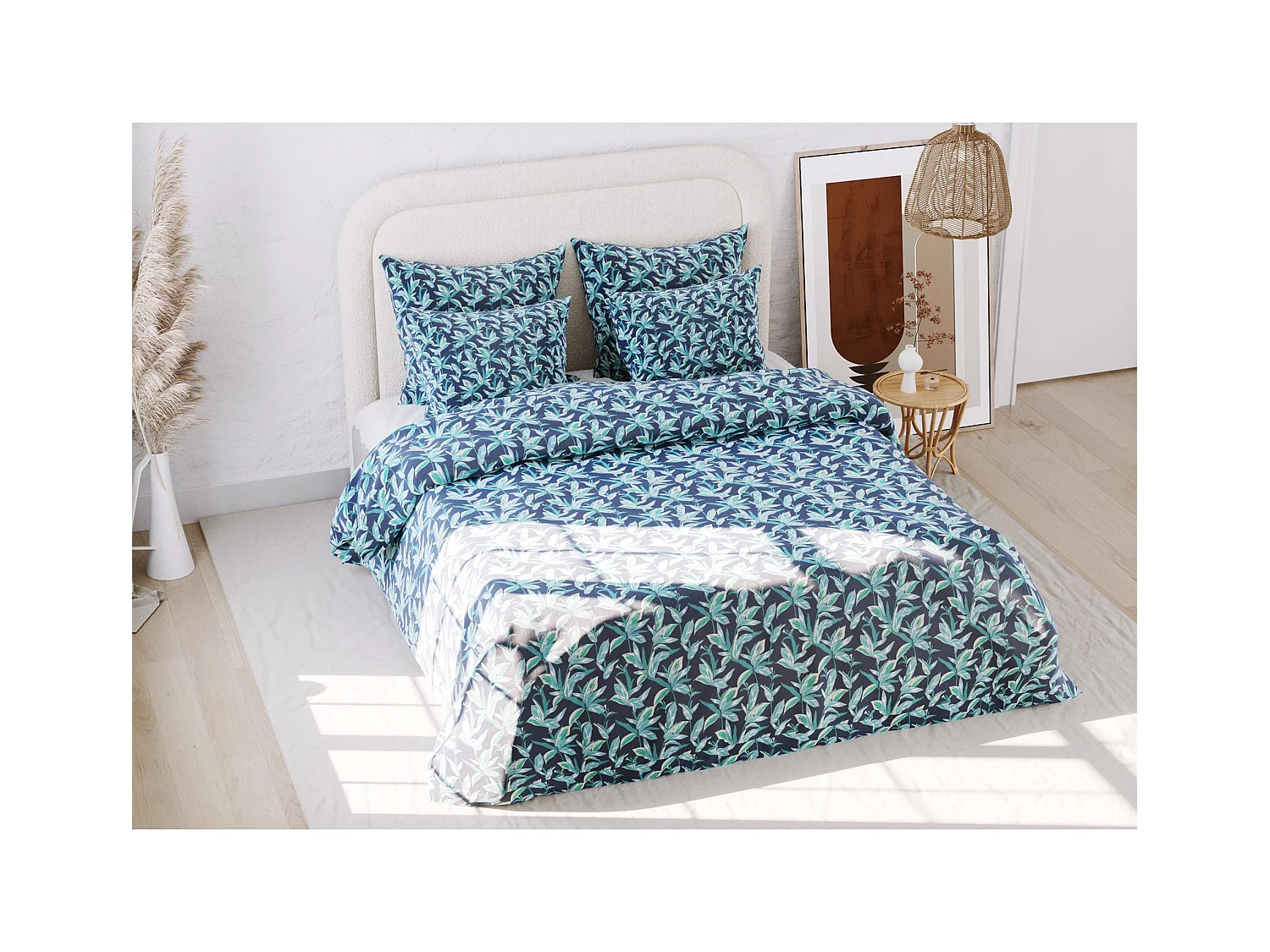 Ensemble housse de couette 260x240cm 2 taies d'oreiller 63x63cm