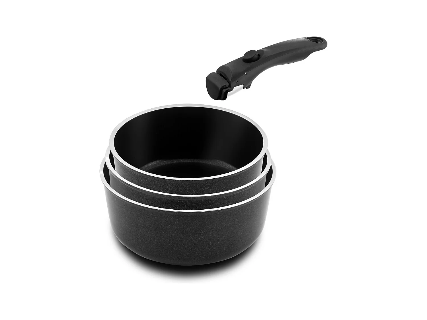 Arom - Série 3 casseroles 16, 18 et 20 cm avec poignée amovible