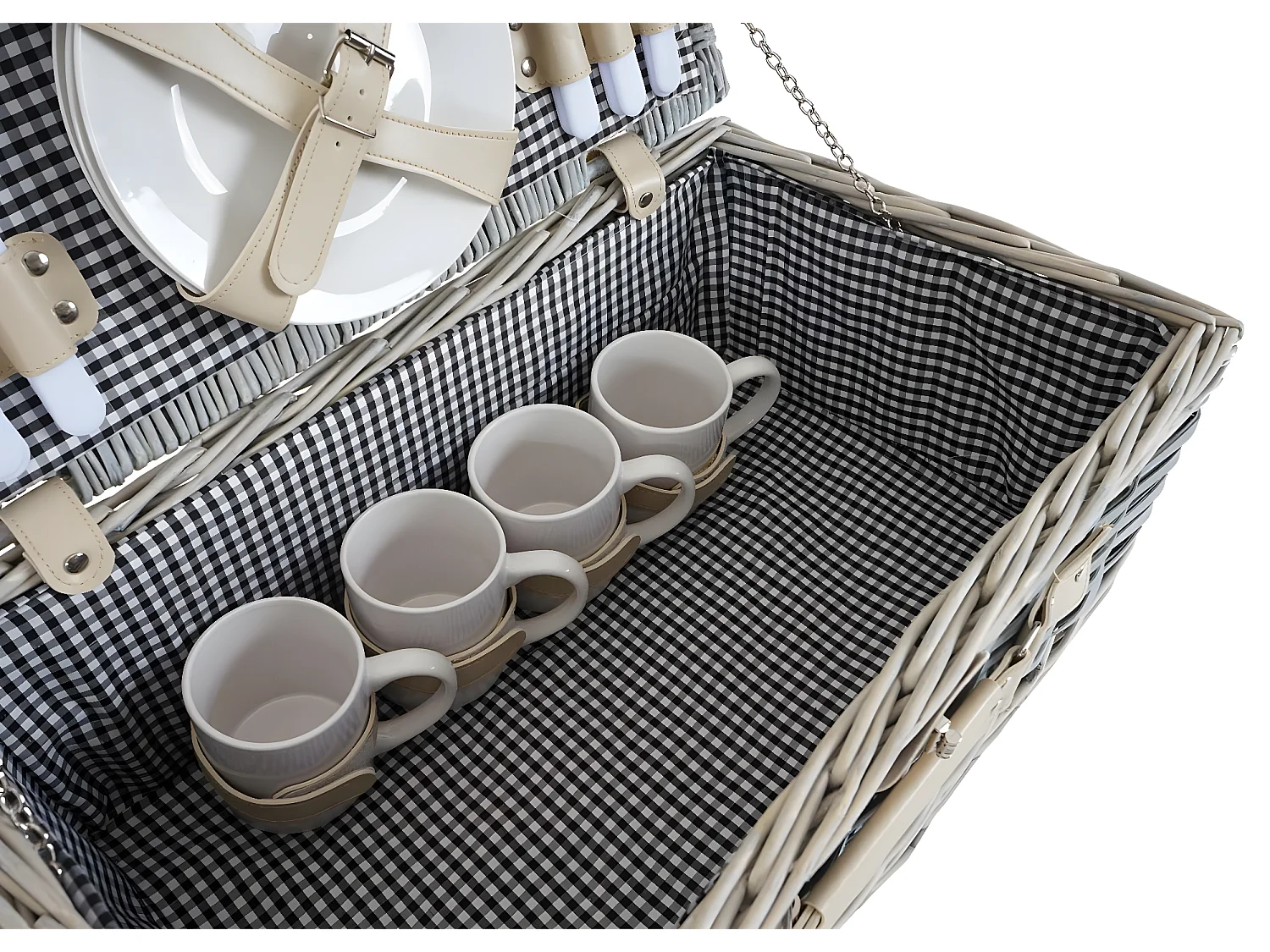 Panier pique-nique noir et verre blanche DIV04016