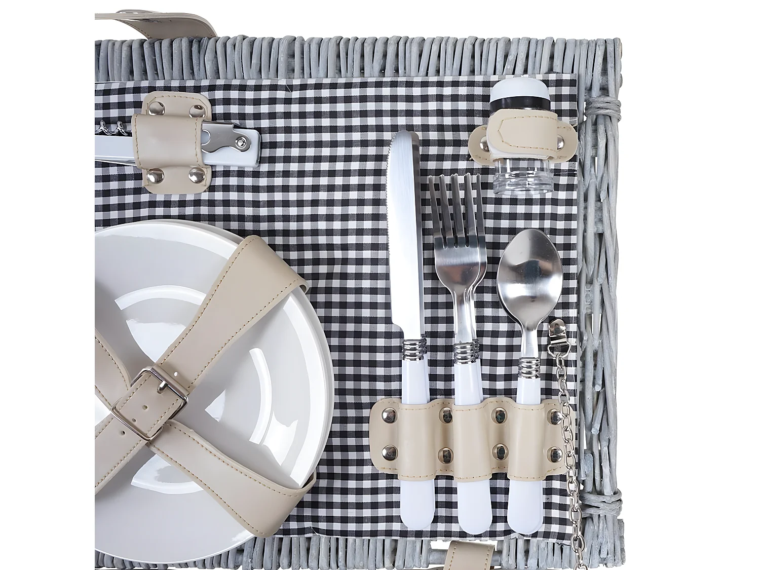 Panier pique-nique noir et verre blanche DIV04016