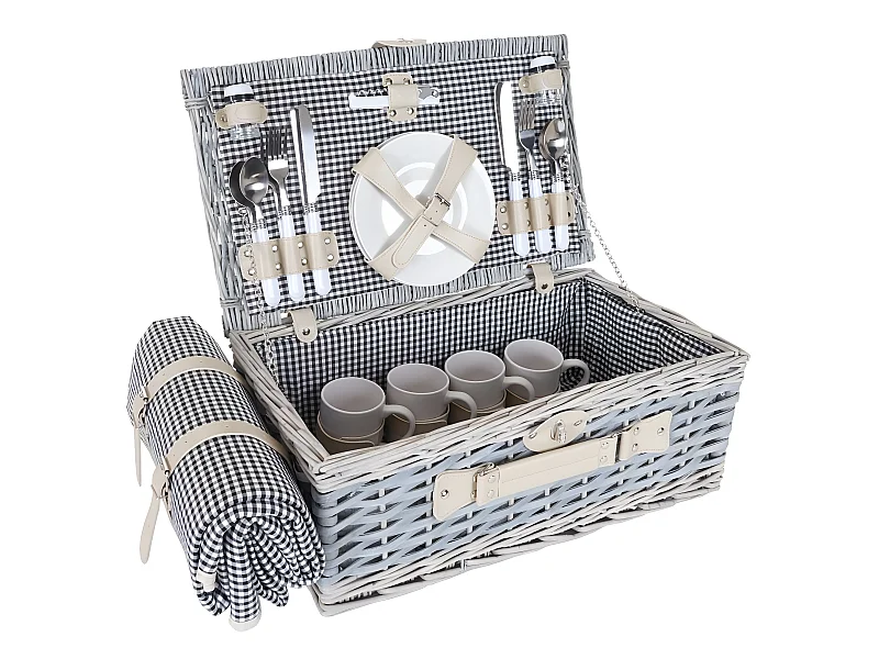 Panier pique-nique noir et verre blanche DIV04016