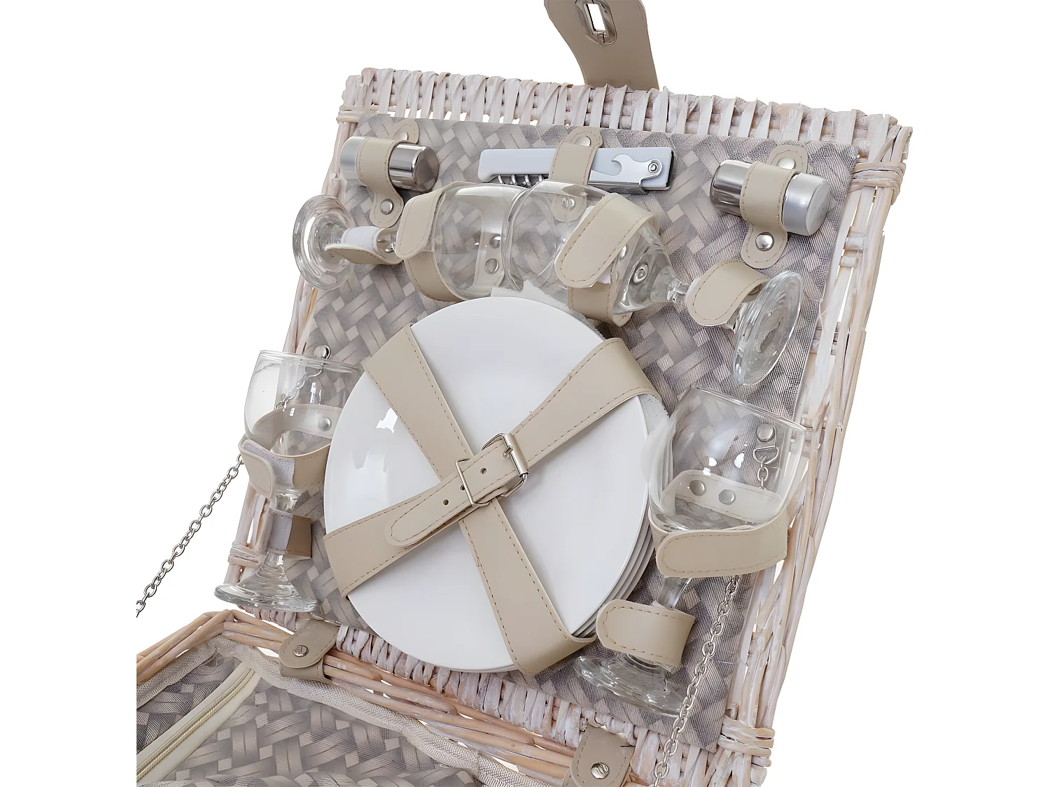 Panier pique-nique pour 4 verre argenté DIV04032