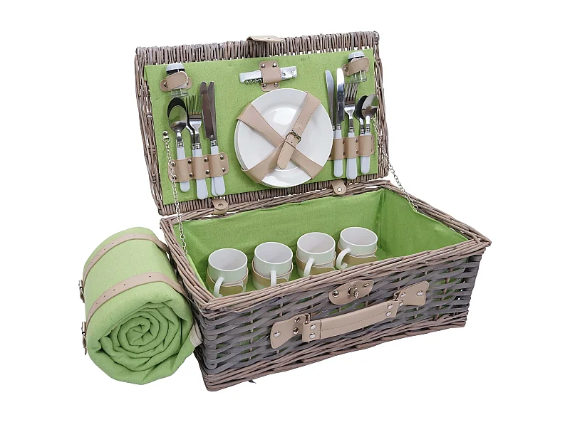 Panier pique-nique pour 4 argenté 50 x 31 x 19 cm DIV04030