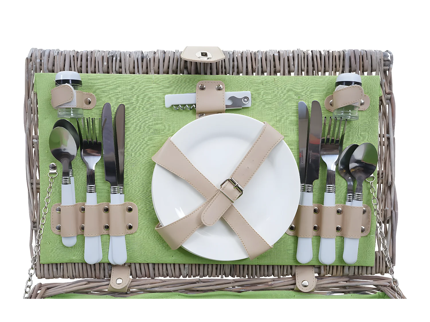 Panier pique-nique pour 4 argenté 50 x 31 x 19 cm DIV04030