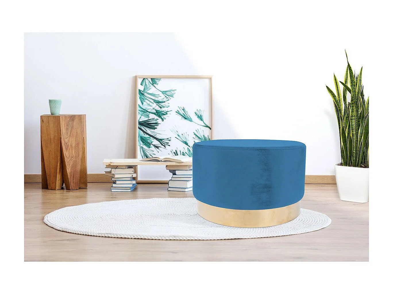 Pouf Rond Déco "Nano" 55cm Bleu