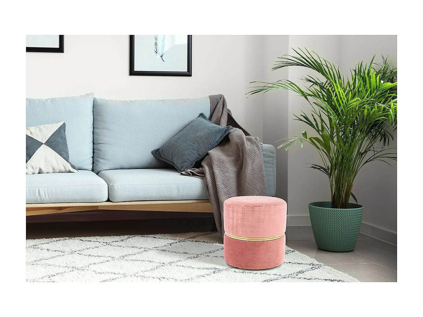 Pouf Rond Design "Cleopatra" 40cm Rose