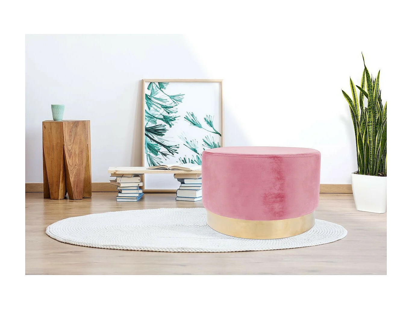 Pouf Rond Déco "Nano" 55cm Rose Foncé