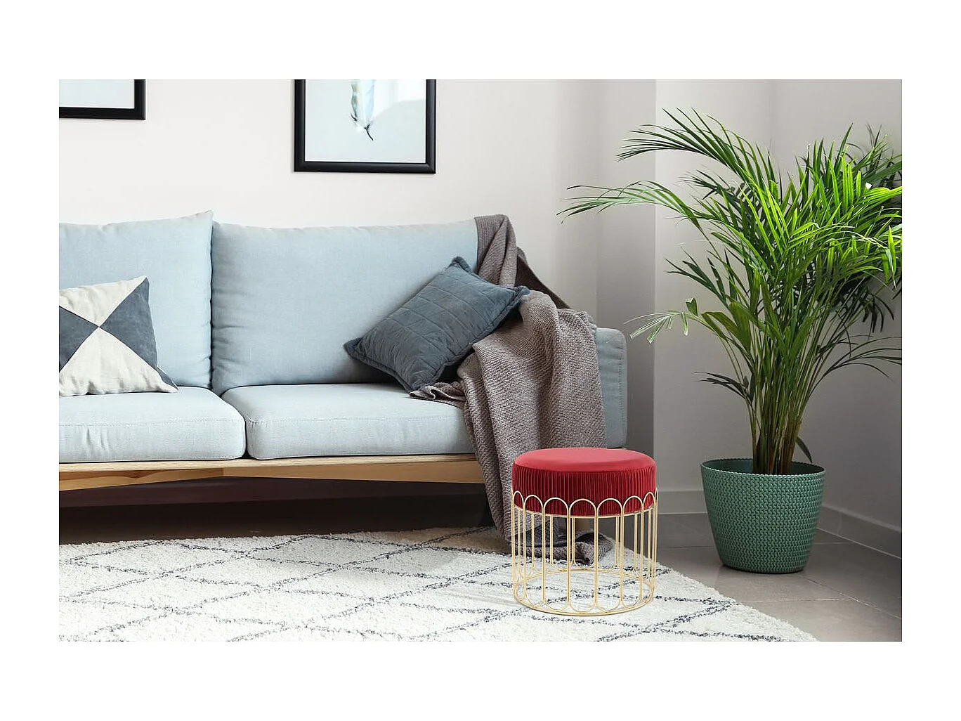 Pouf Rond Design "Cleopatra" 39cm Bordeaux