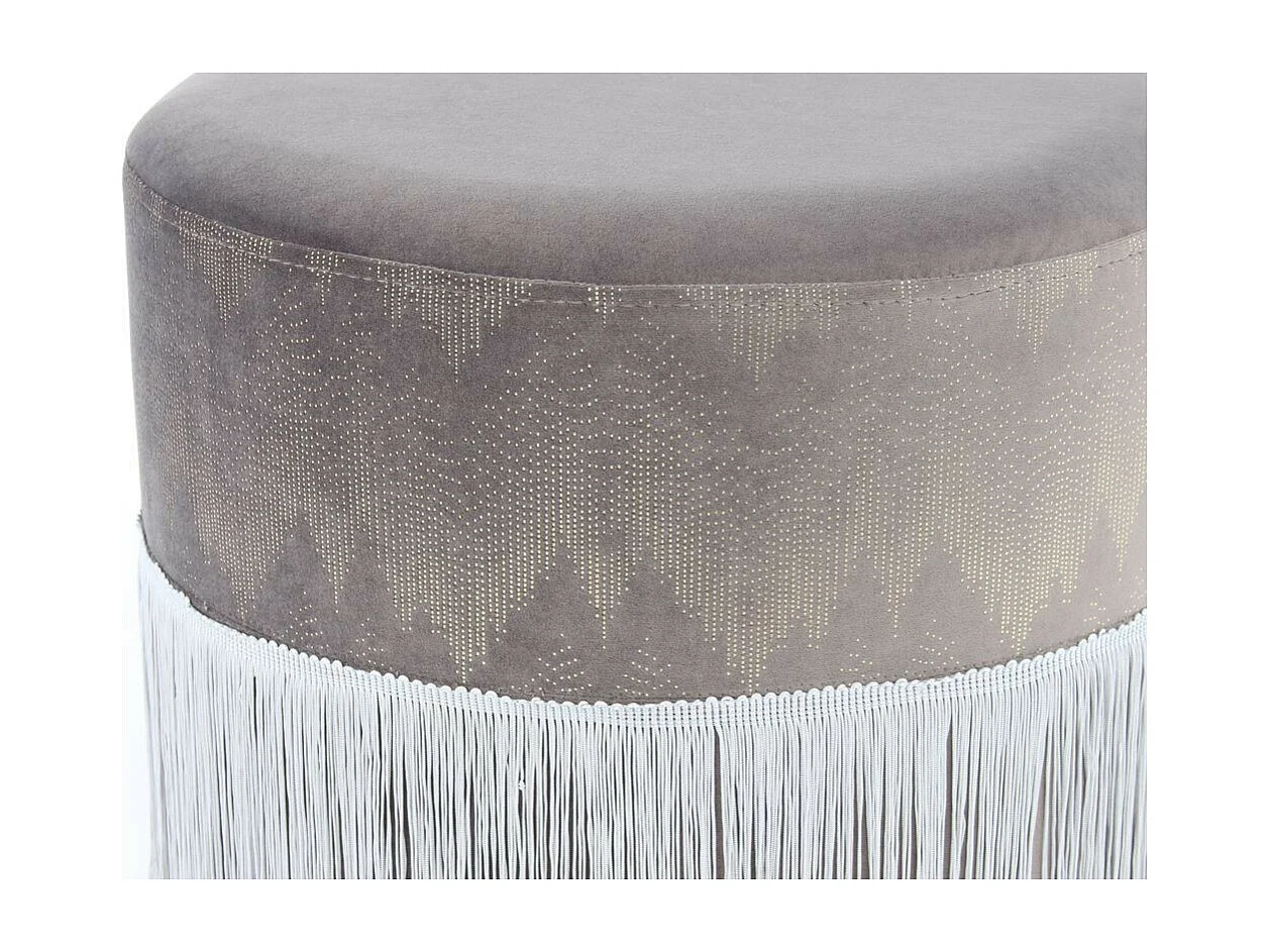 Pouf Rond à Franges "Cleopatra" 41cm Gris