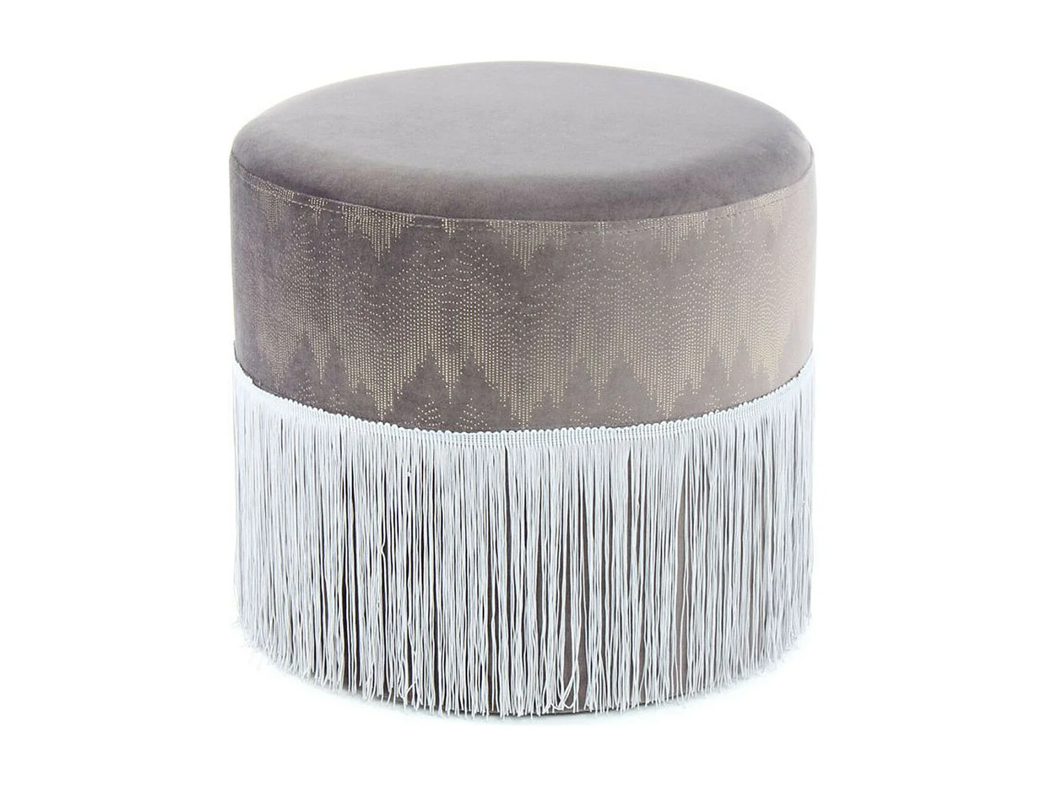Pouf Rond à Franges "Cleopatra" 41cm Gris