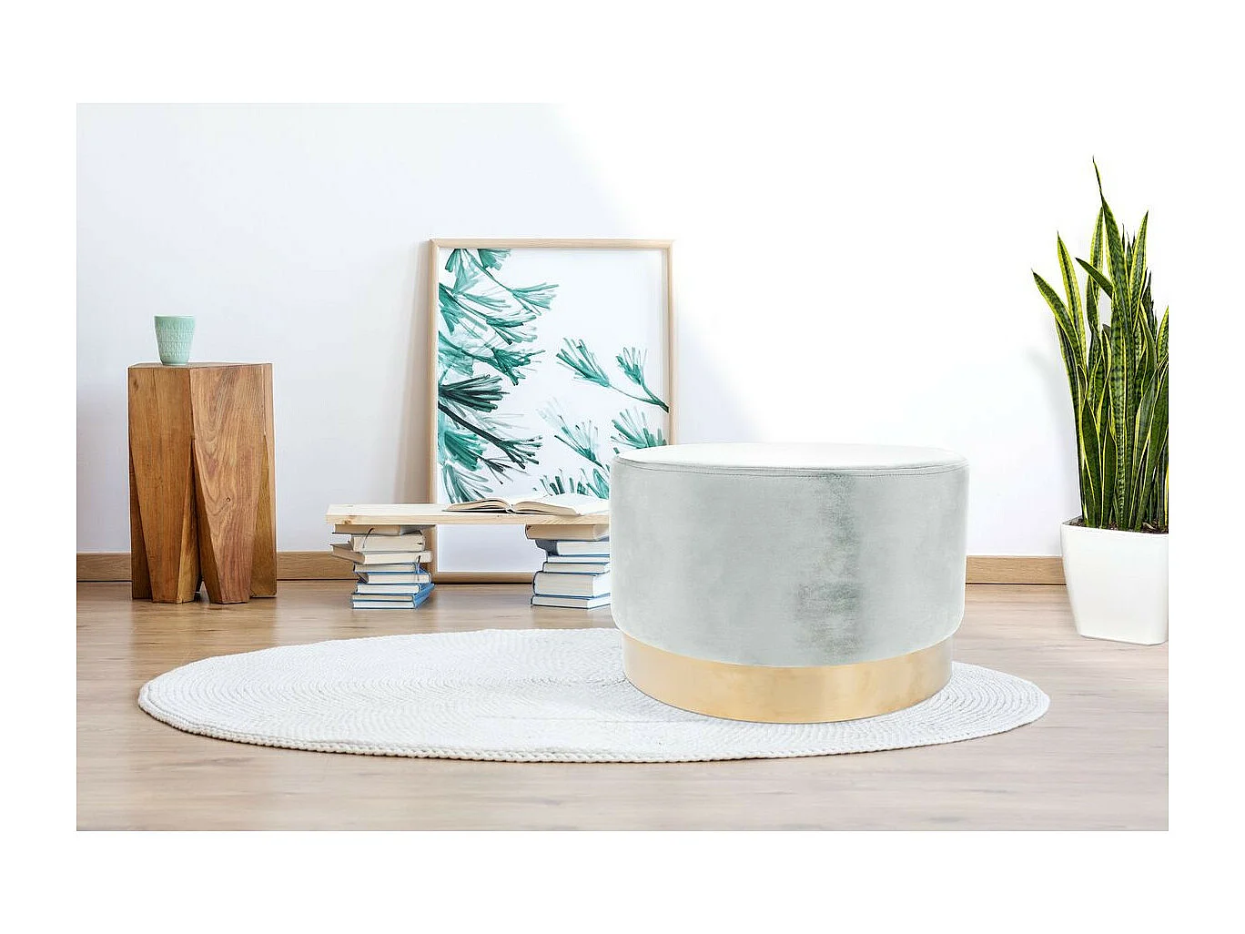 Pouf Rond Déco "Nano" 55cm Blanc