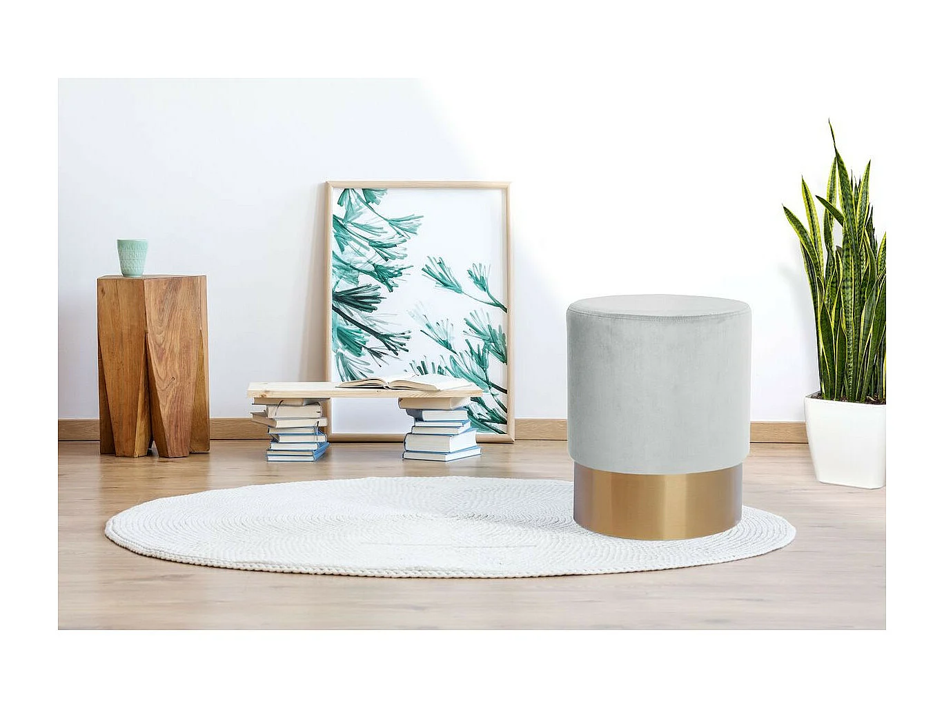 Pouf Rond Design "Nano" 42cm Blanc