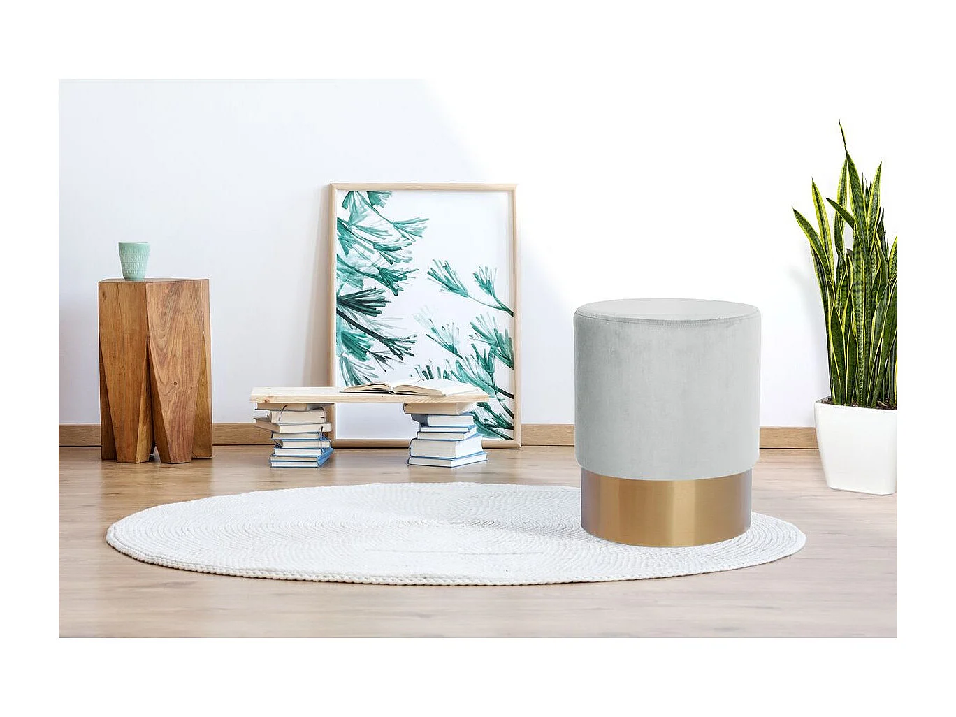 Pouf Rond Design "Nano" 42cm Blanc