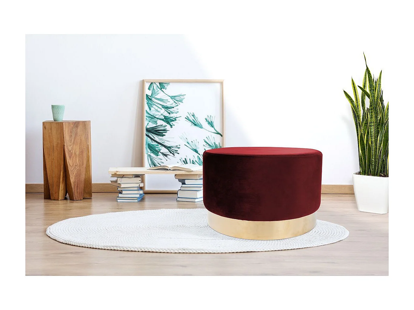 Pouf Rond Déco "Nano" 55cm Rouge