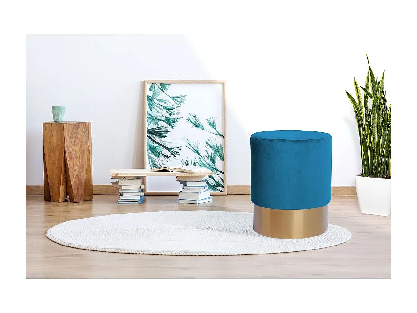 Pouf Rond Design "Nano" 42cm Bleu