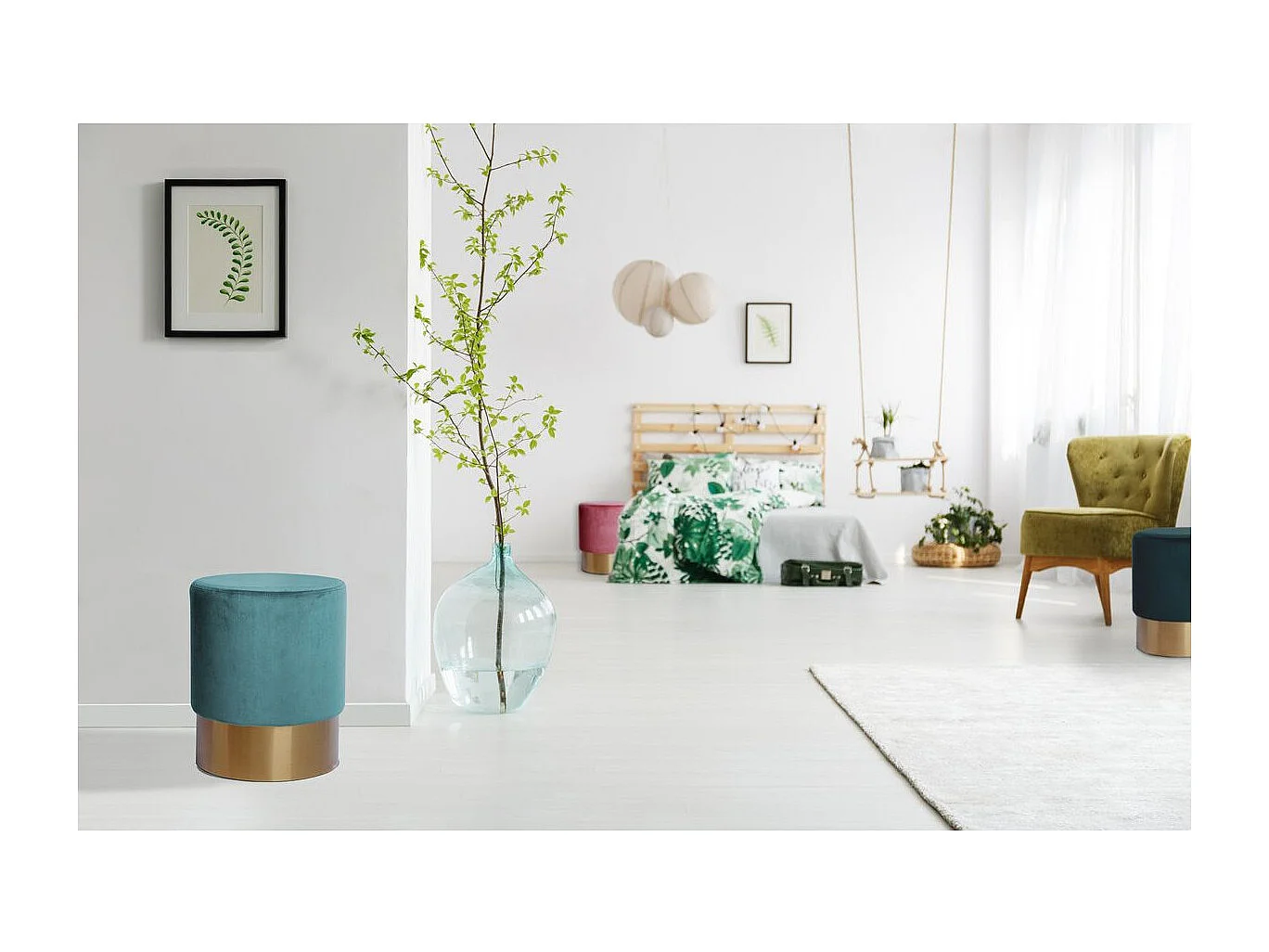 Pouf Rond Design "Nano" 42cm Pétrole