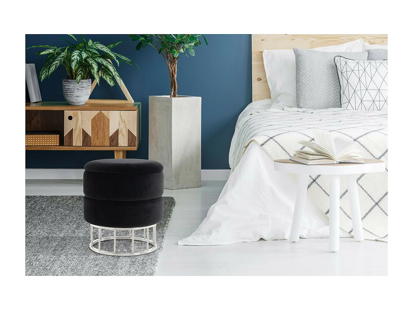 Pouf & Coffre de Rangement "Zéro" 41cm Noir