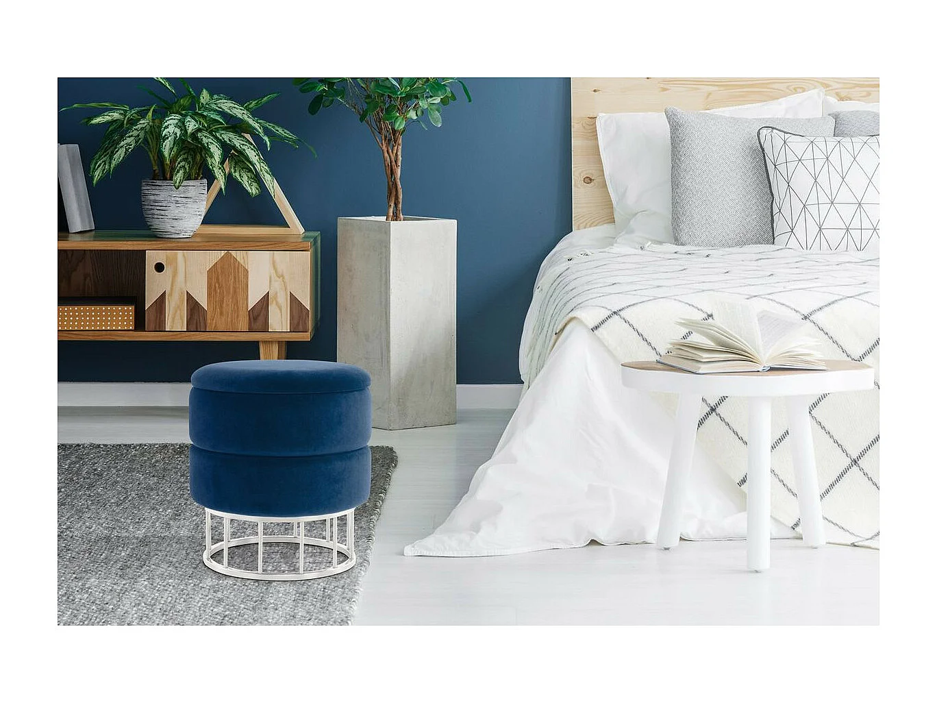 Pouf & Coffre de Rangement "Zéro" 41cm Bleu