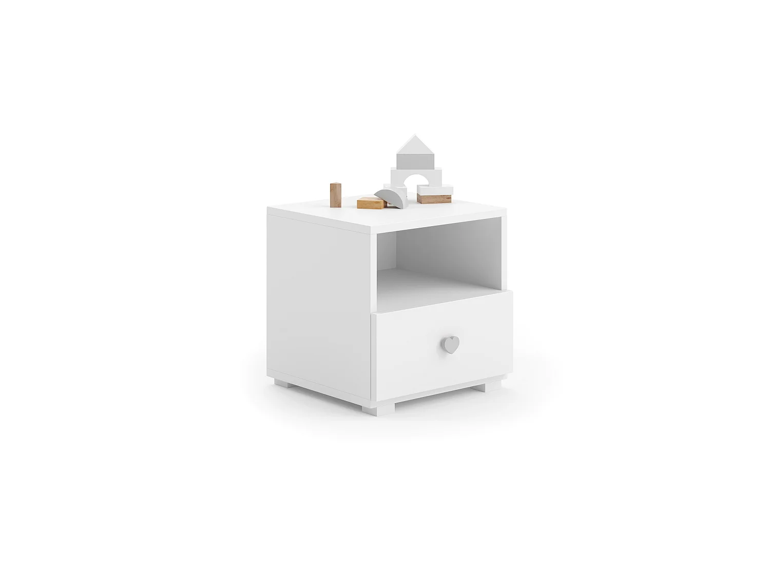 Table de chevet Emi blanche - poignée grise