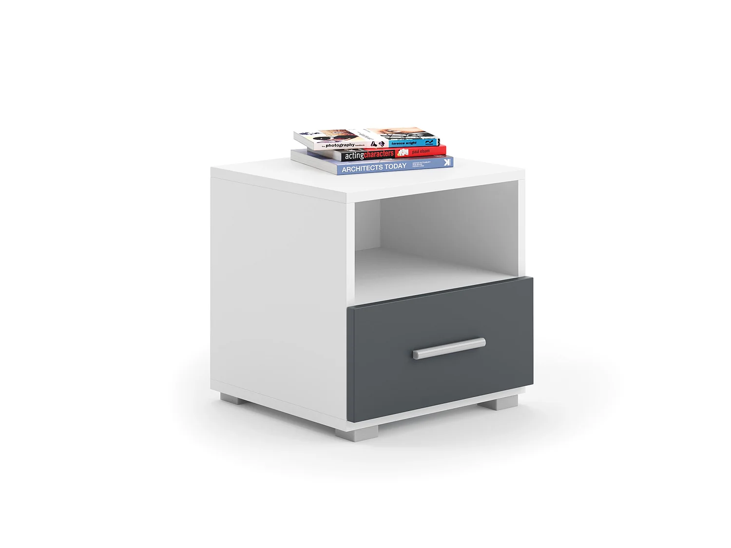 Table de chevet Emi blanc/gris