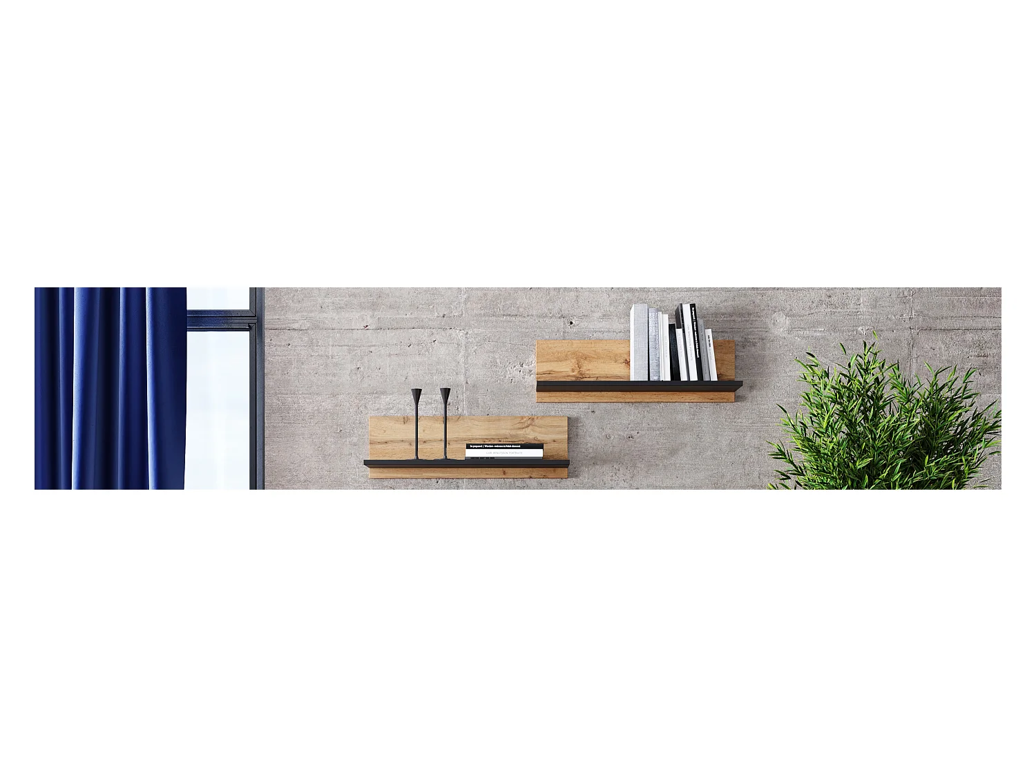 Étagère murale 100 cm - chêne artisanal or/noir