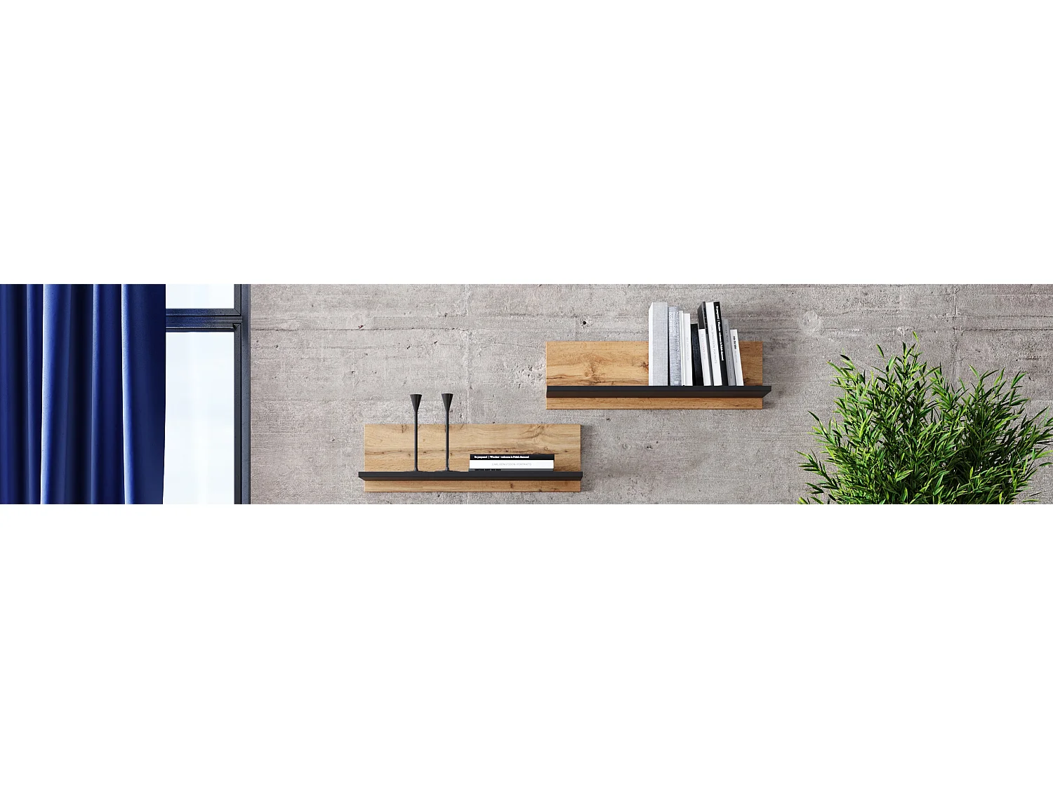 Étagère murale 100 cm - chêne artisanal or/noir