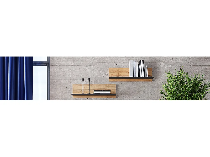 Étagère murale 100 cm - chêne artisanal or/noir