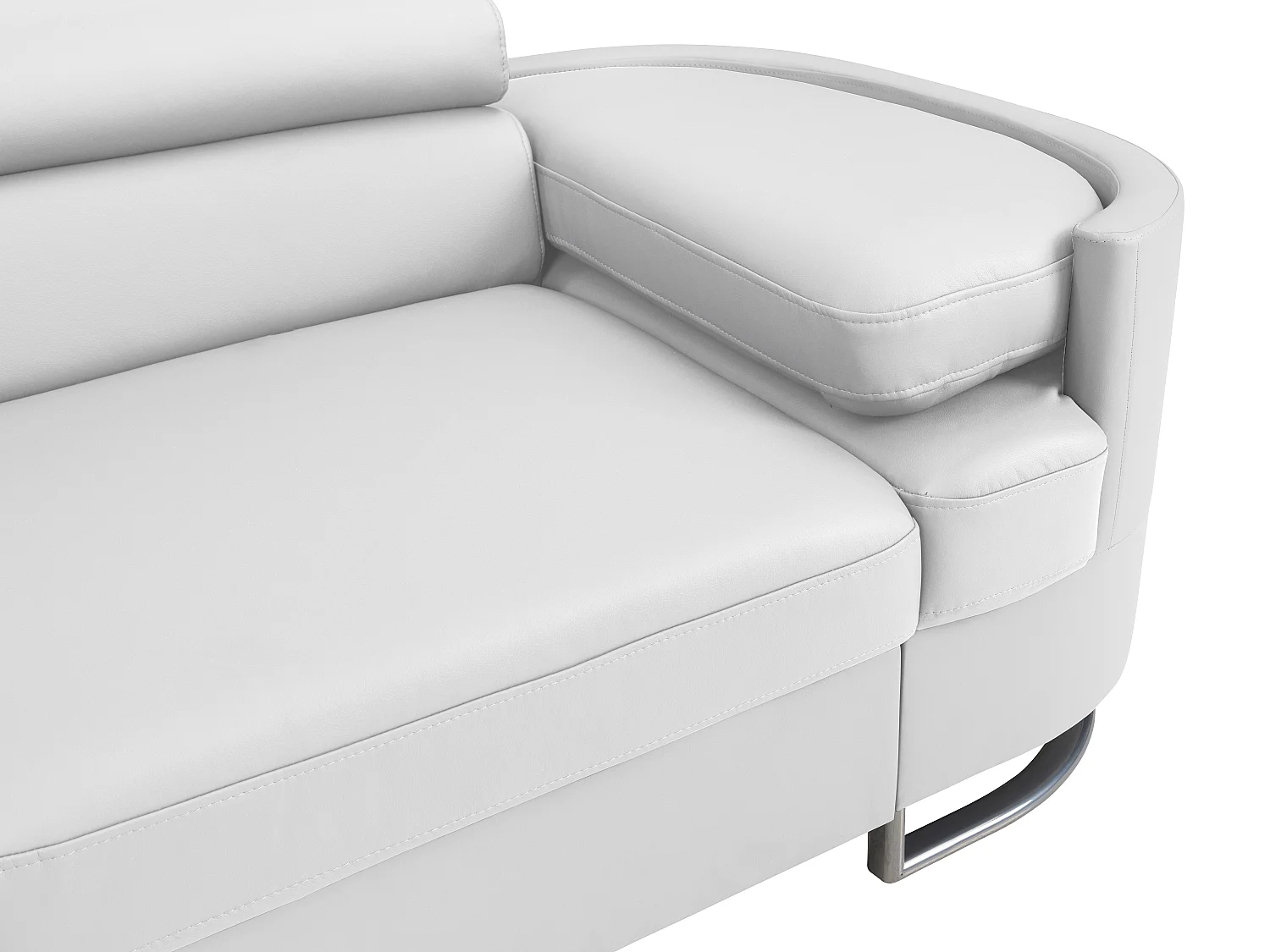 Vänster hörnställbar soffgiasjäs i vitt konstläder MYSEN II