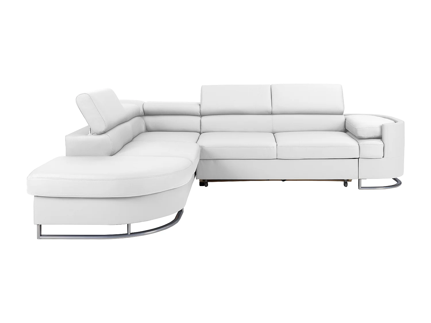 Vänster hörnställbar soffgiasjäs i vitt konstläder MYSEN II