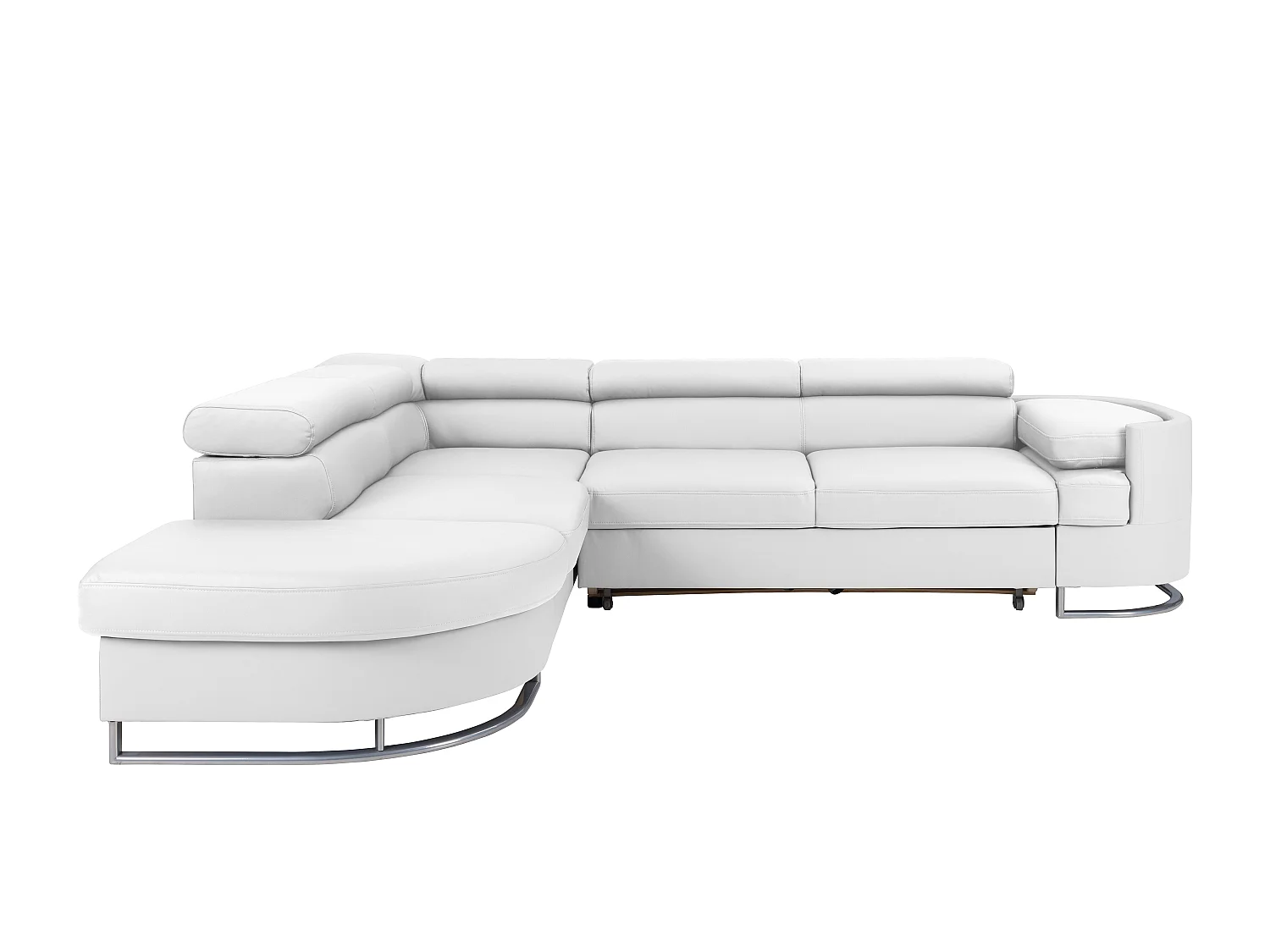 Vänster hörnställbar soffgiasjäs i vitt konstläder MYSEN II