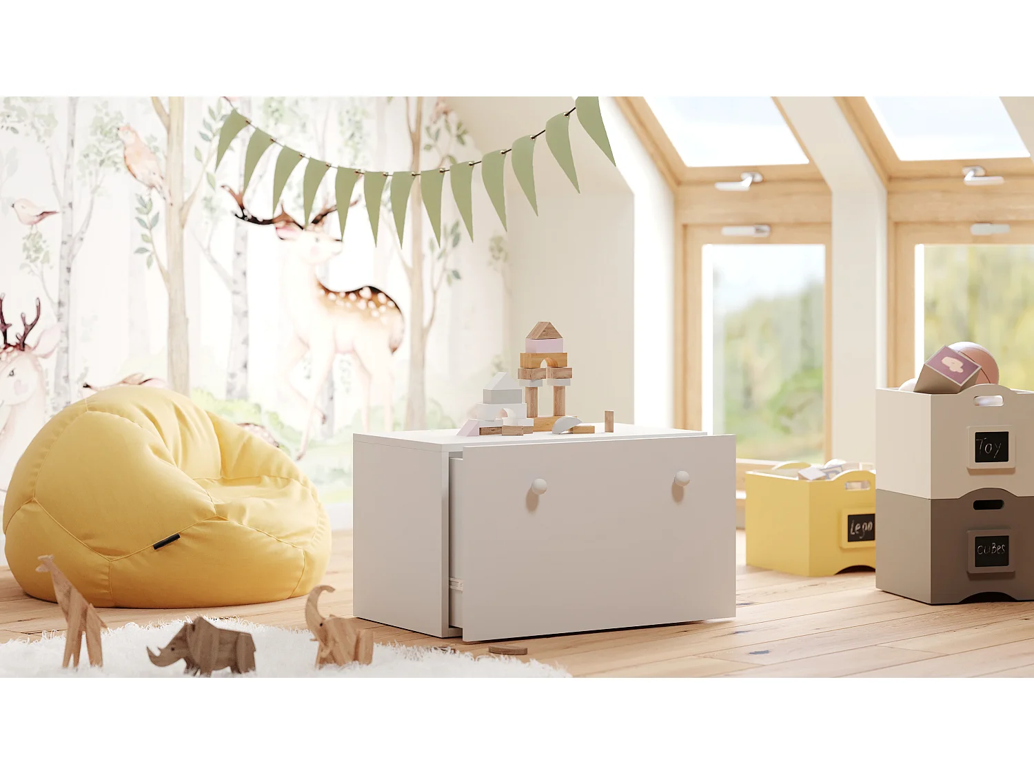 Coffre à jouets Inga blanc