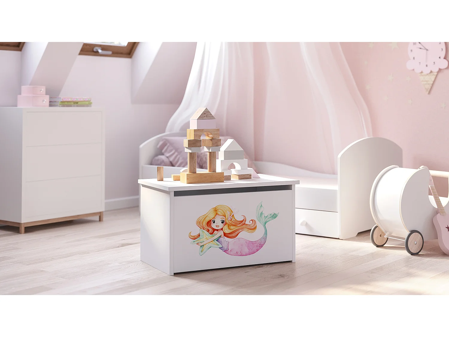 Coffre à jouets Daria avec graphismes pour enfants