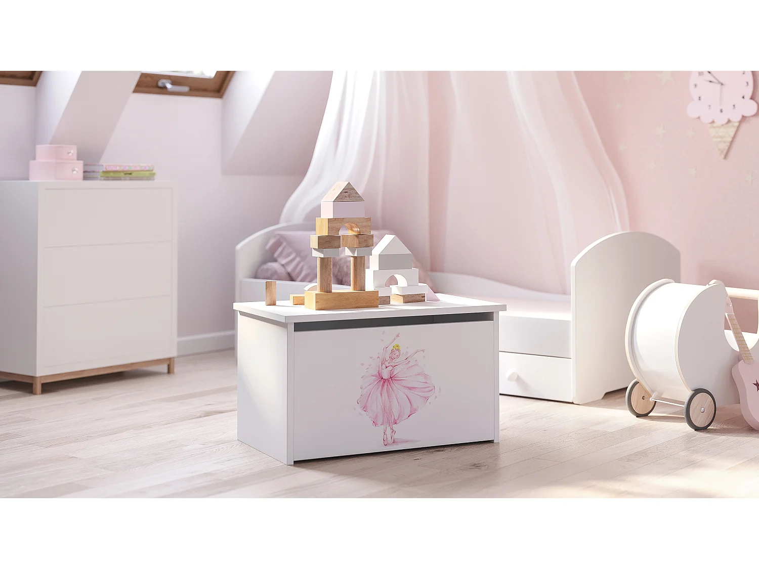 Coffre à jouets Daria avec graphismes pour enfants