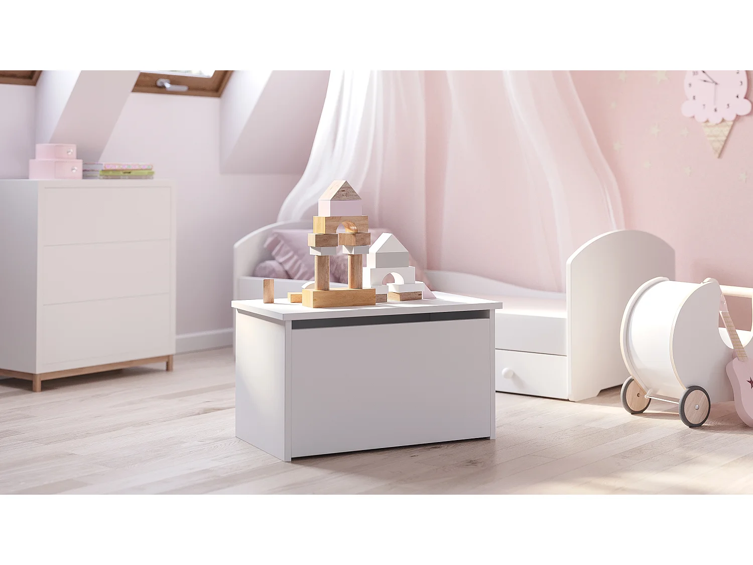 Coffre à jouets Daria blanc