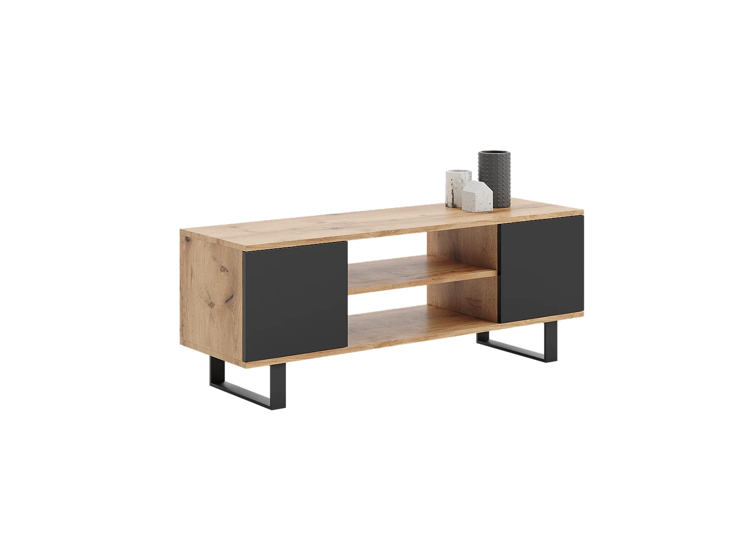 Mueble TV Focus roble dorado - negro, patas de metal estilo loft